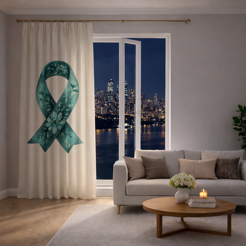 Floral Teal Awareness Ribbon Drapes