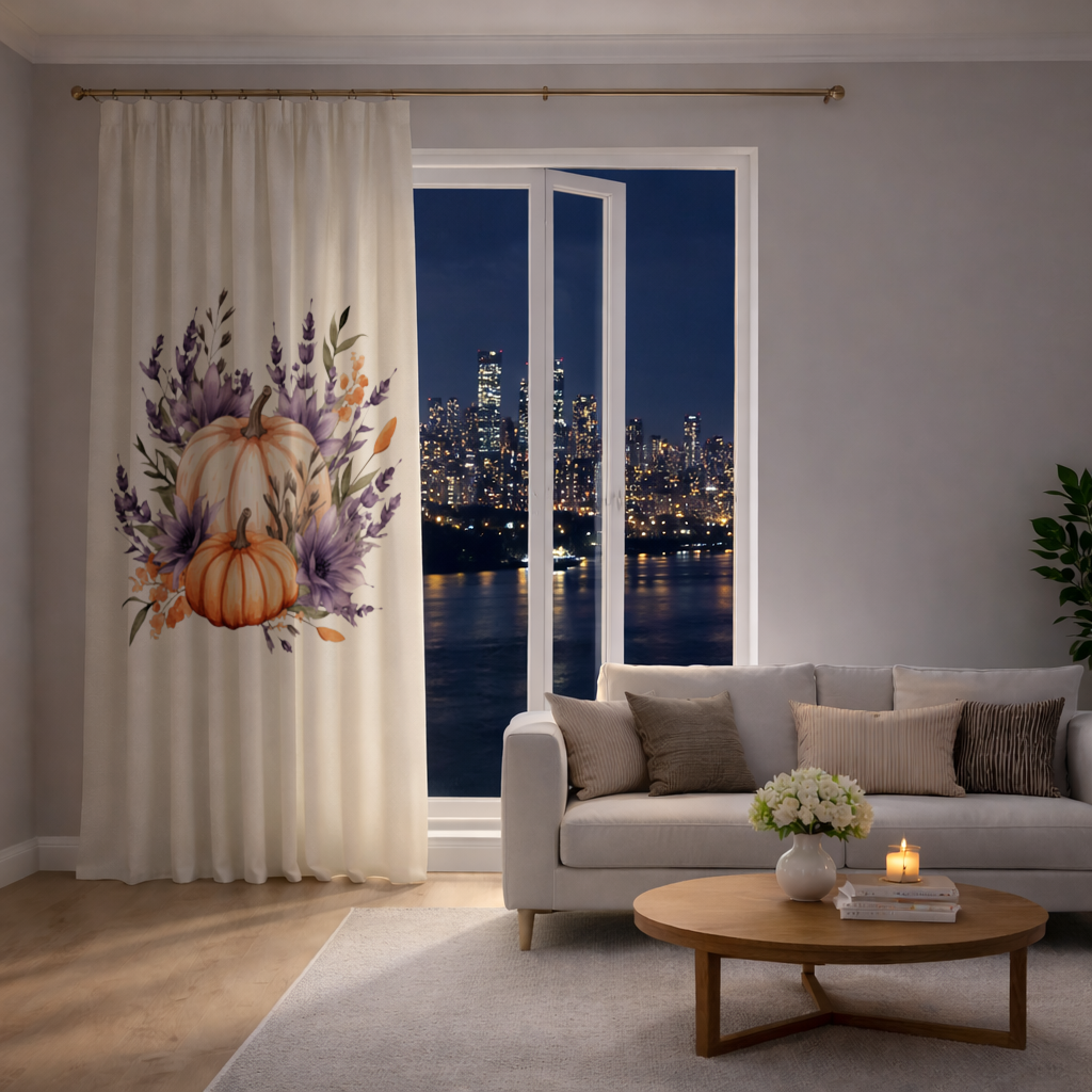 Lavender and Pumpkin Autumn Bouquet Drapes