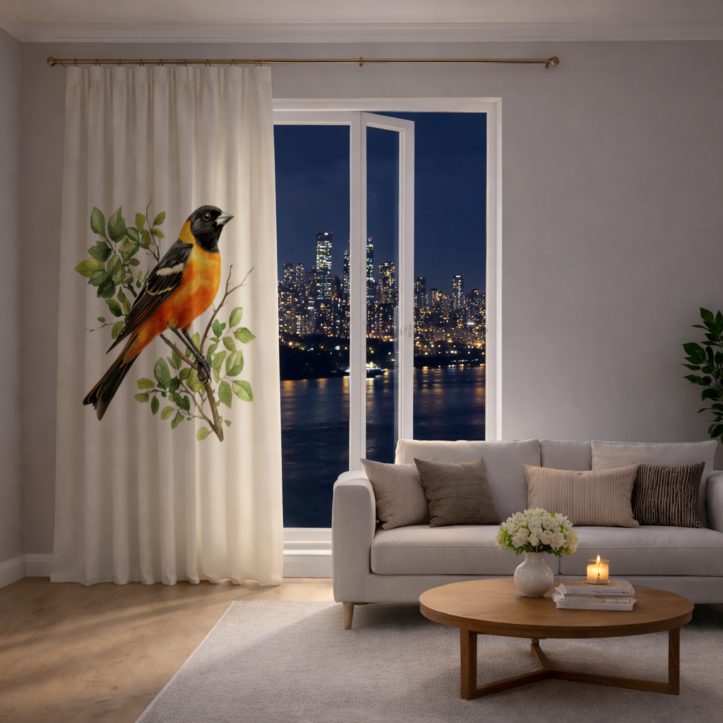 Baltimore Oriole on Branch Drapes