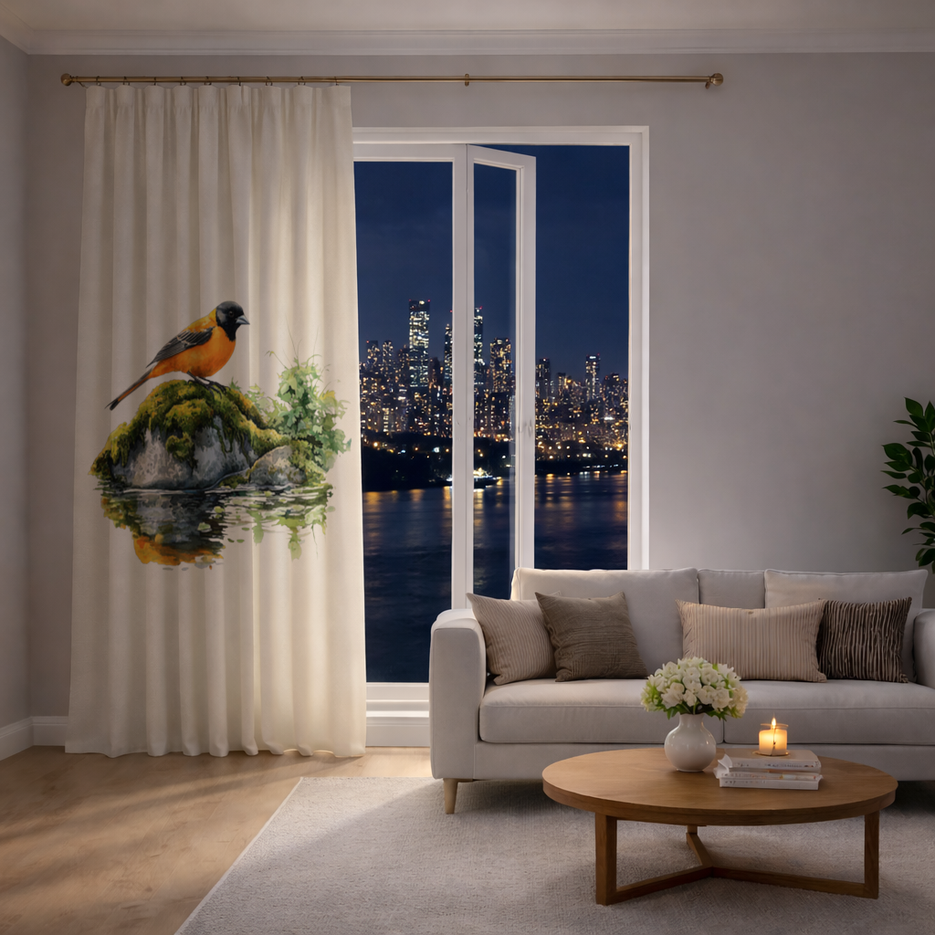 Orange Baltimore Oriole Bird Drapes