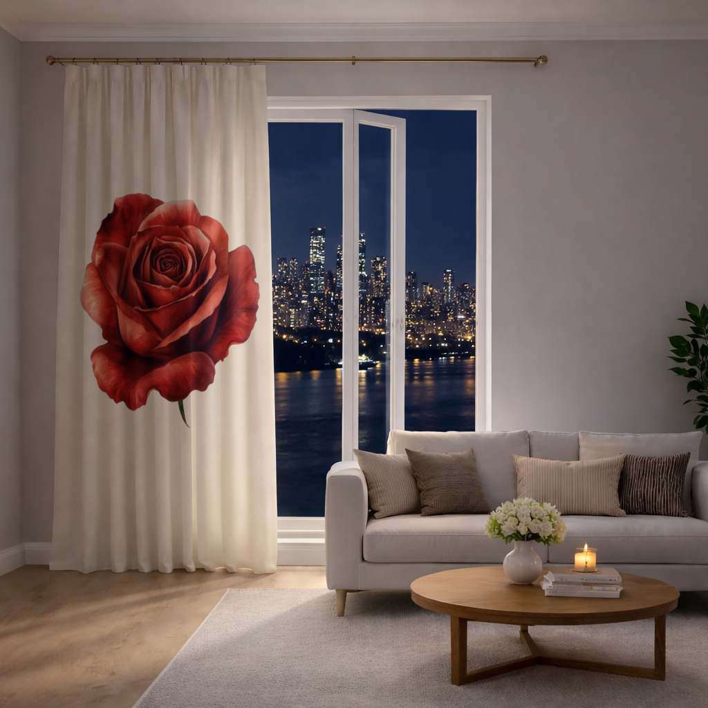 Crimson Red Rose Drapes