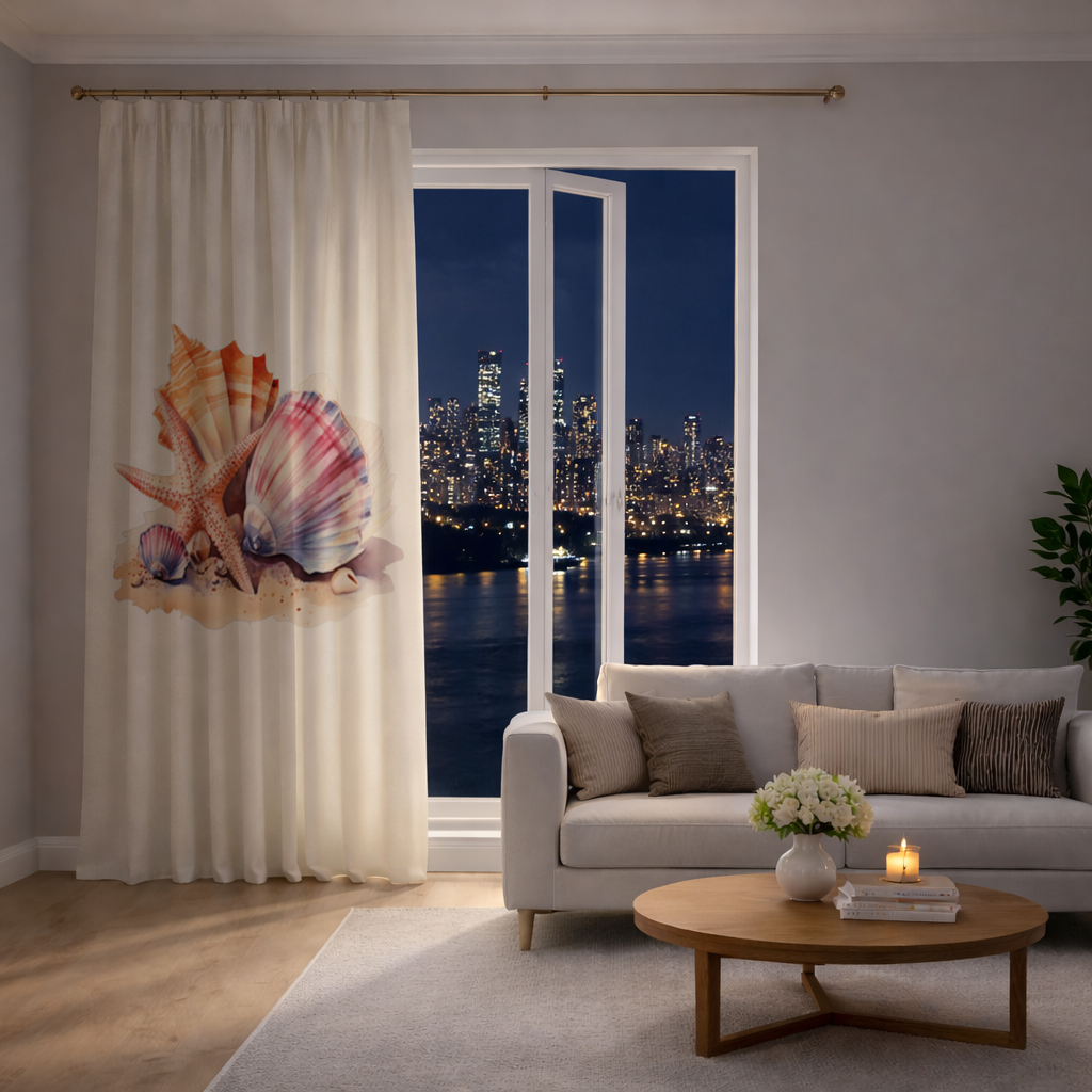 Watercolor Coastal Seashells Drapes