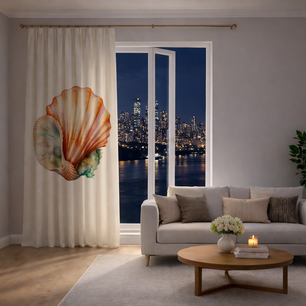 Iridescent Pearls in Orange Scallop Seashell Drapes