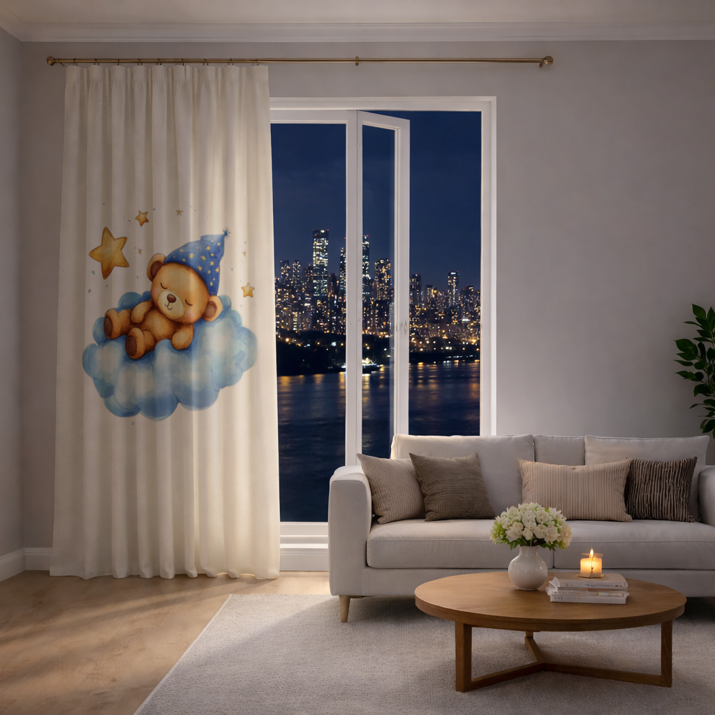 Sleeping Teddy Bear on a Cloud Drapes