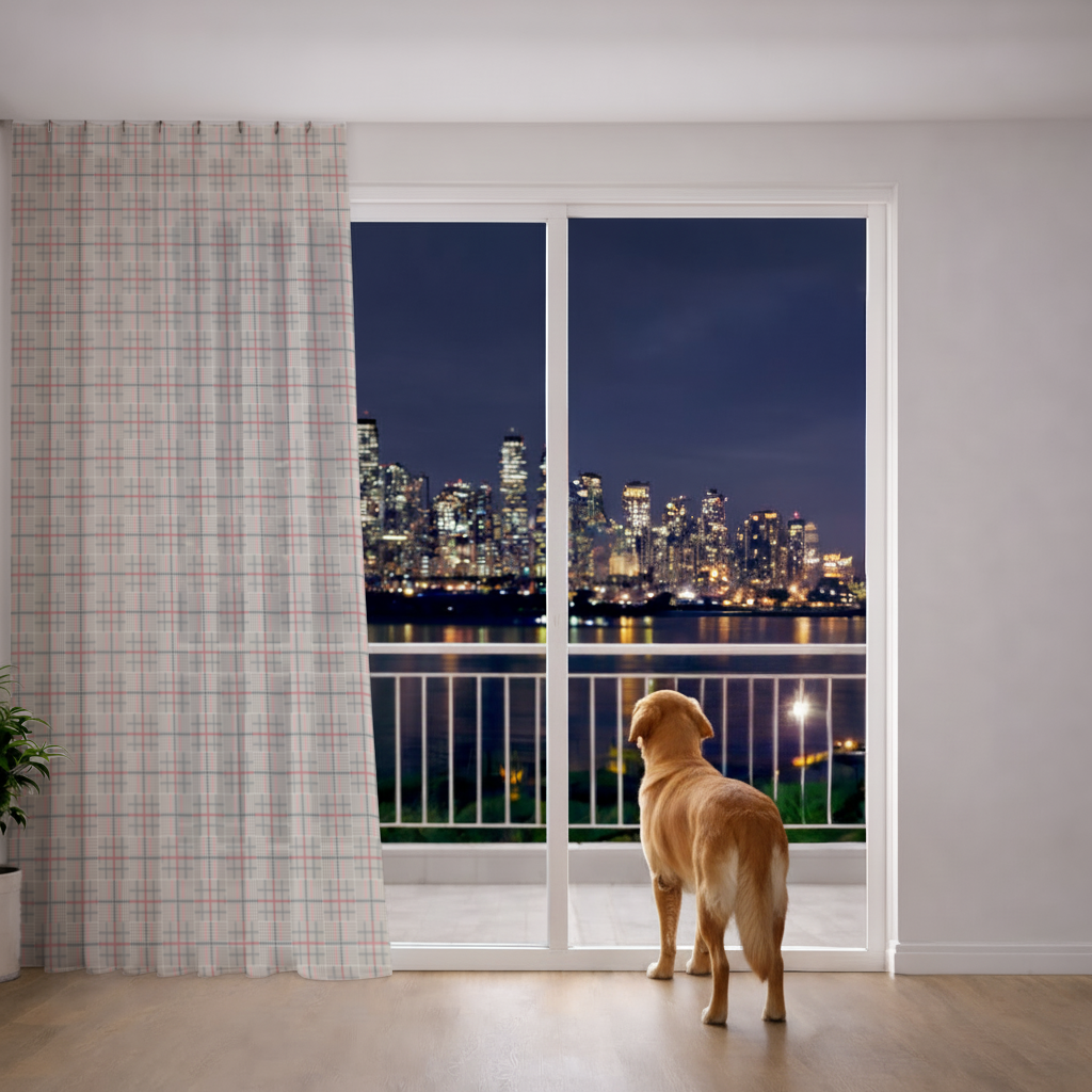 Red Black Geometric Tribal Pattern Sheer Curtain