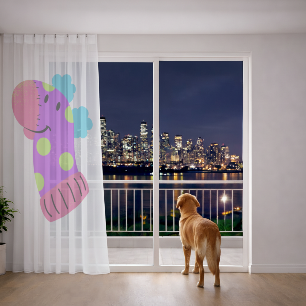 Cute Colorful Dinosaur Illustration Sheer Curtain