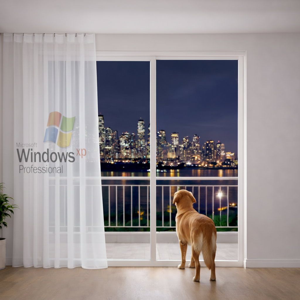 Digital Nostalgia Windows XP Iconic Logo Sheer Curtain
