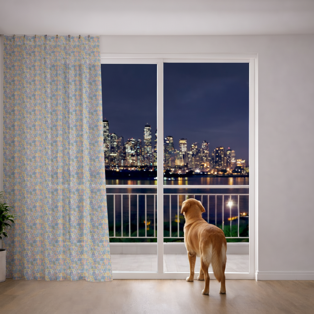 Rainbow triangle pattern Sheer Curtain