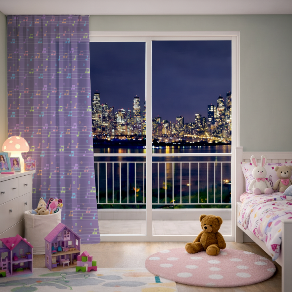 Colorful Music Notes and Modern Rhythm Seamless Pattern Sheer Curtain