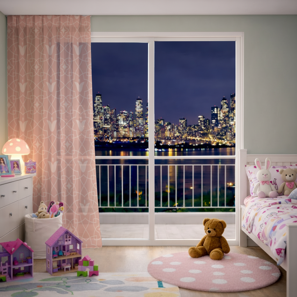 Modern Geometric Linear Terracotta Pattern Sheer Curtain