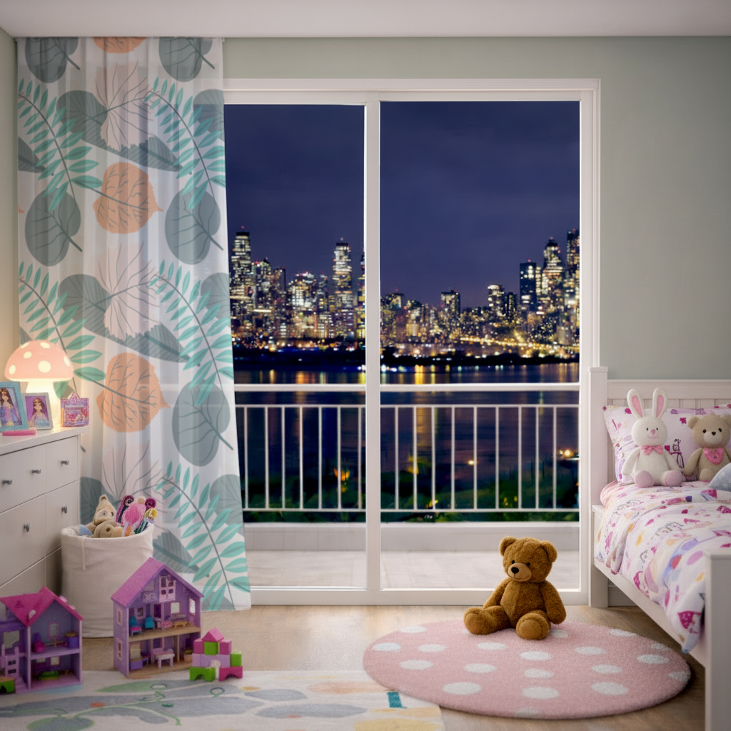 Modern Tropical Leaves Sheer Curtain