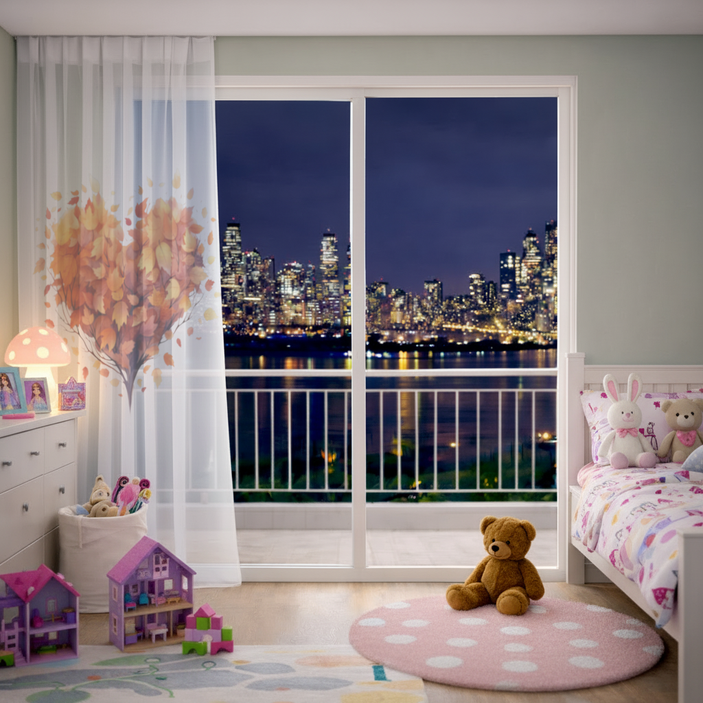 Autumn Leaf Heart Sheer Curtain