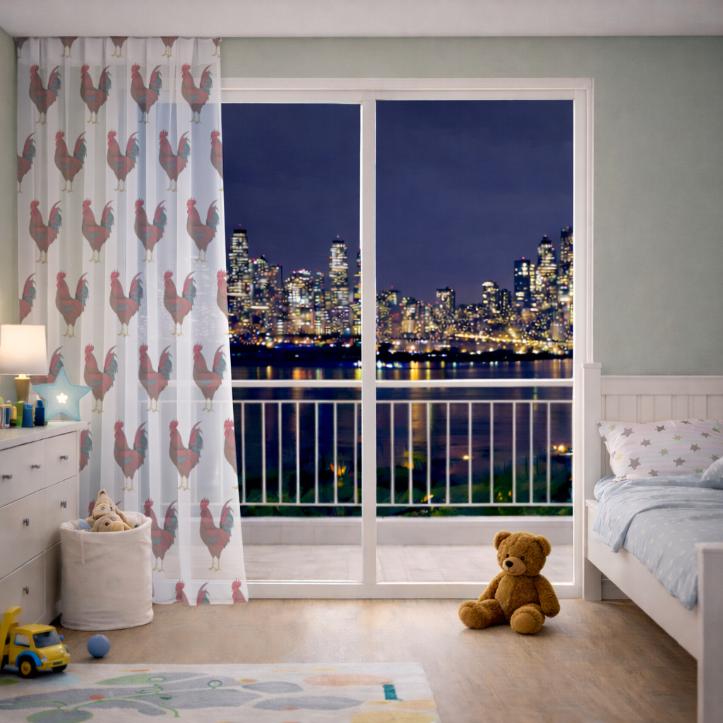 Wilson Lo Siento Retro Graphic Art Sheer Curtain