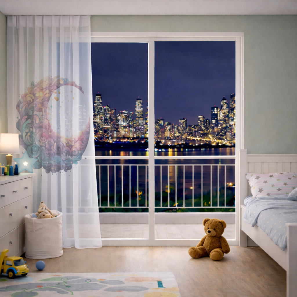 Colorful Swirled Celestial Moon Sheer Curtain