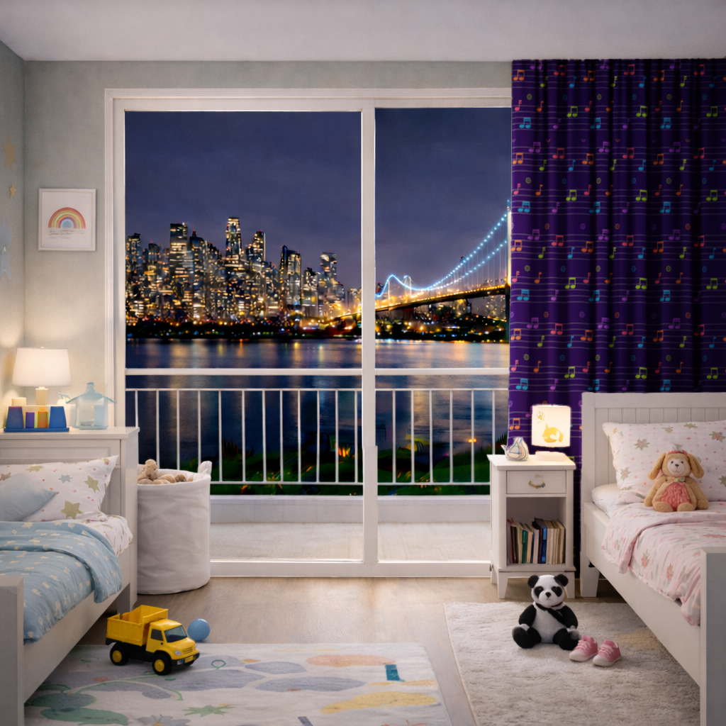 Colorful Music Notes and Modern Rhythm Seamless Pattern Drapes