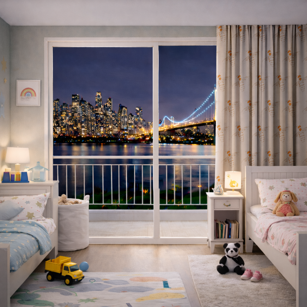 Minimal Orange Bee Illustration Drapes