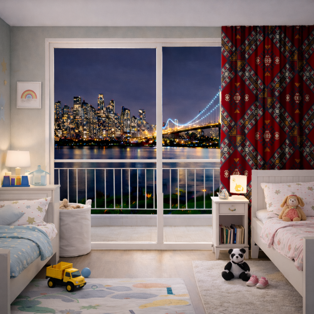 Traditional Kilim Pattern Motif Drapes
