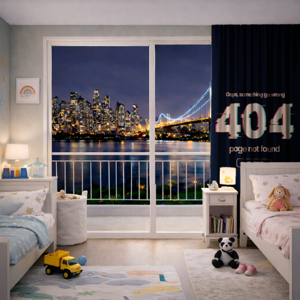 404 Error Glitch Design Drapes