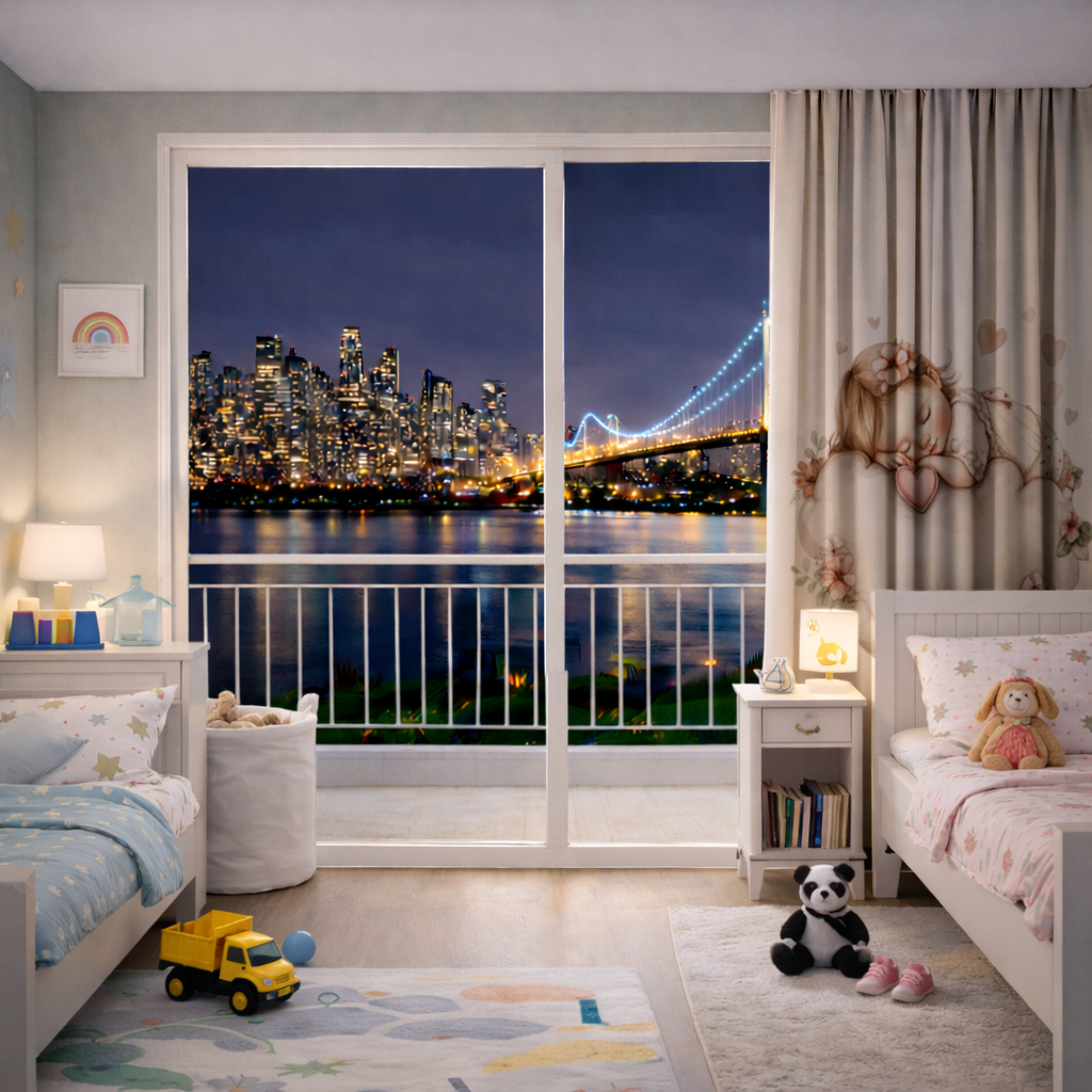 Sleeping Baby Girl on Floral Cloud Drapes