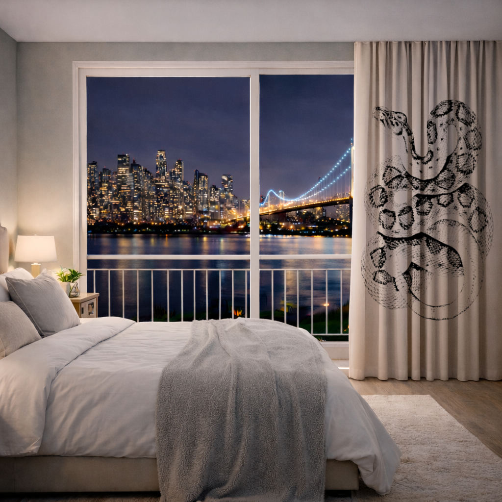 Detailed Vintage Rattlesnake Illustration Drapes
