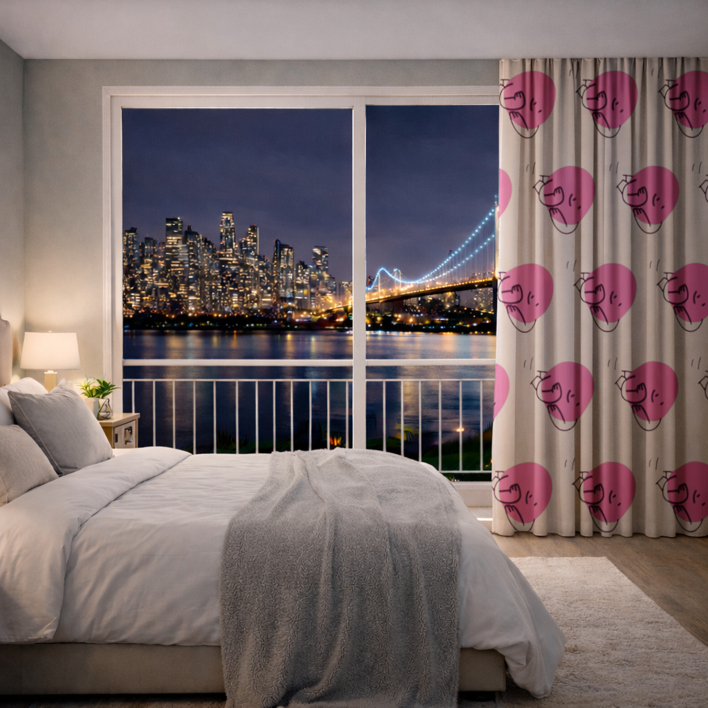 Cute Pink Lying Character Illustration Drapes