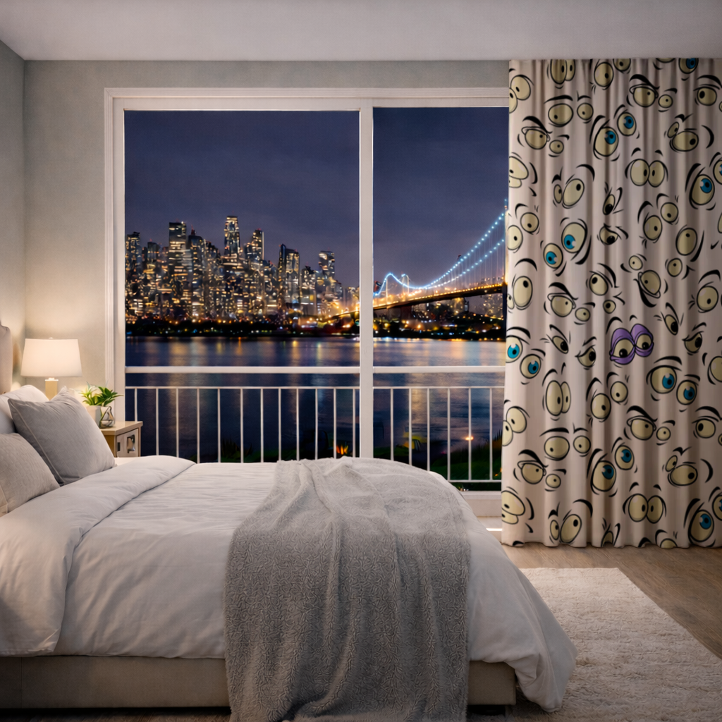 Funny Cartoon Eyes Pattern Drapes