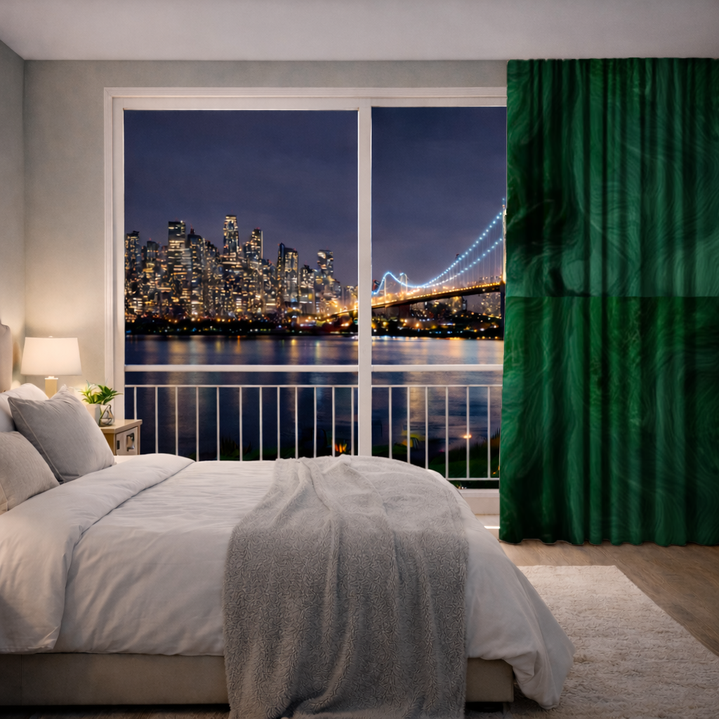 Black and green marbling Drapes