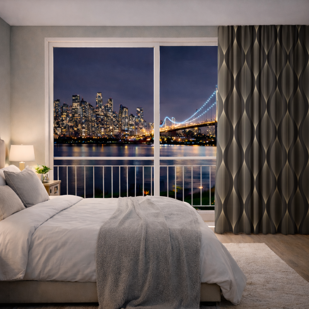 Art Deco Geometric Wavy Pattern Drapes