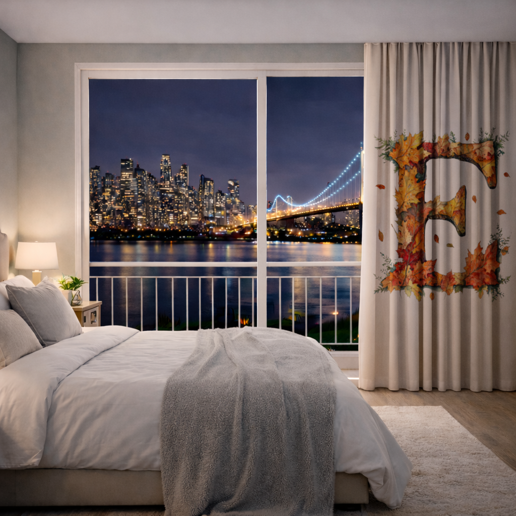 Autumn Maple Leaf Letter E Drapes