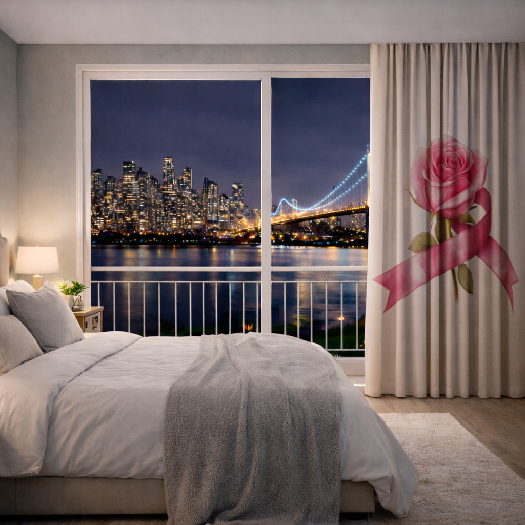 Breast Cancer Awareness Pink Rose Drapes