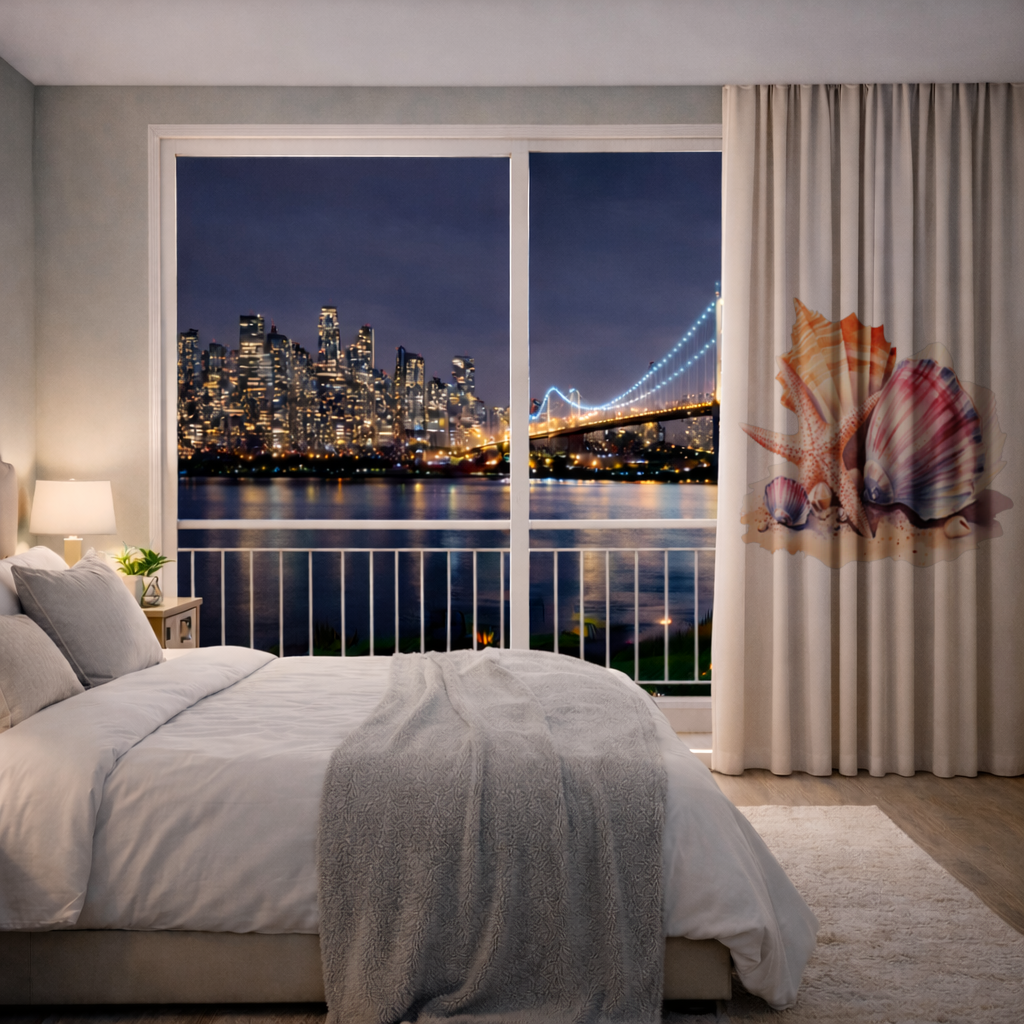 Watercolor Coastal Seashells Drapes