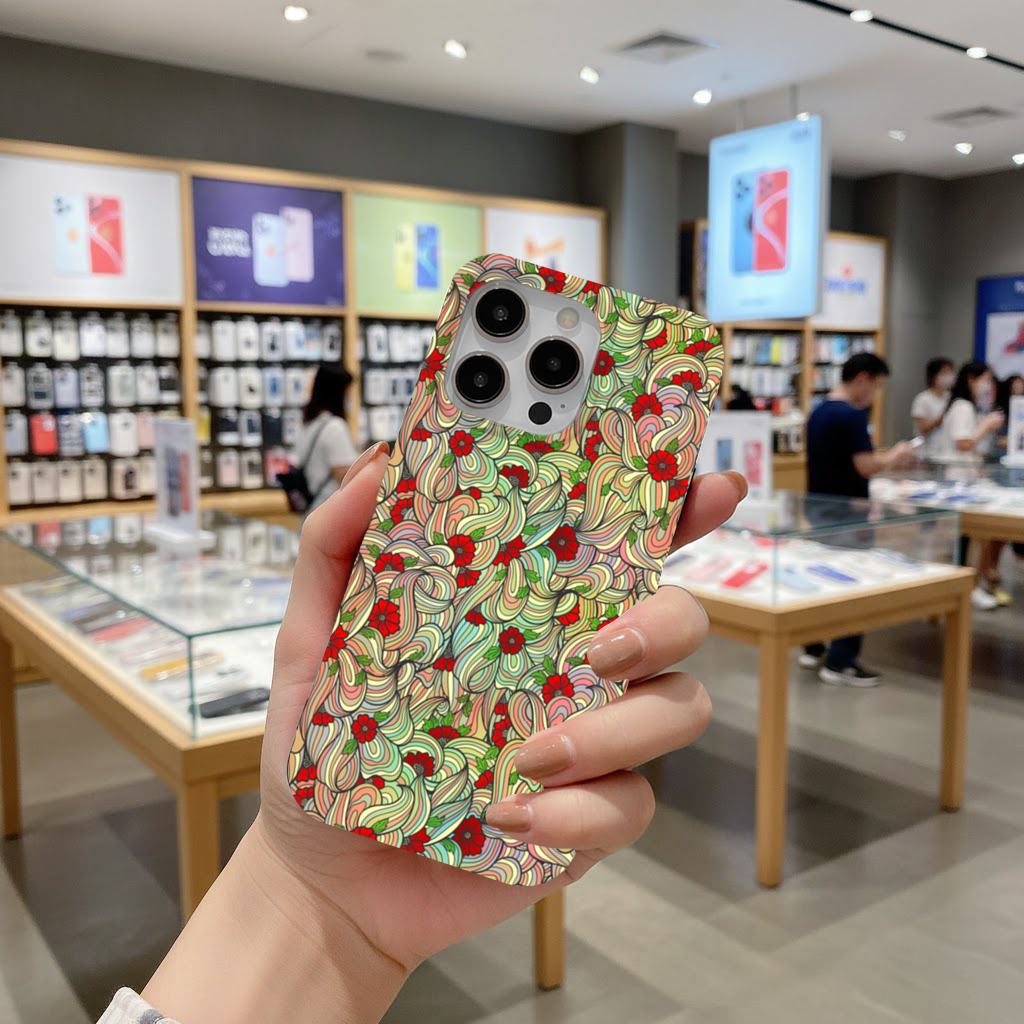 Floral Retro Wavy Pattern iPhone 16 Pro Max Case