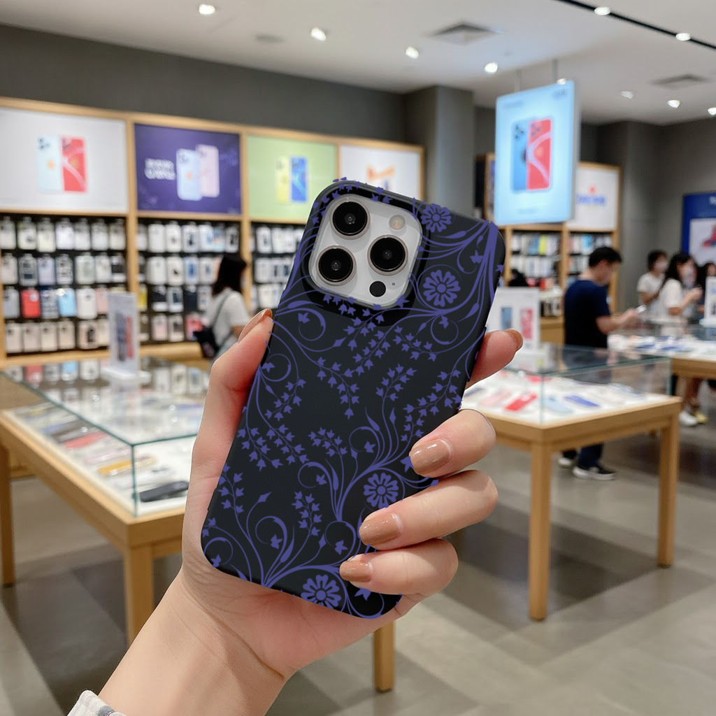 Blue White Vintage Floral Pattern iPhone 16 Pro Max Case