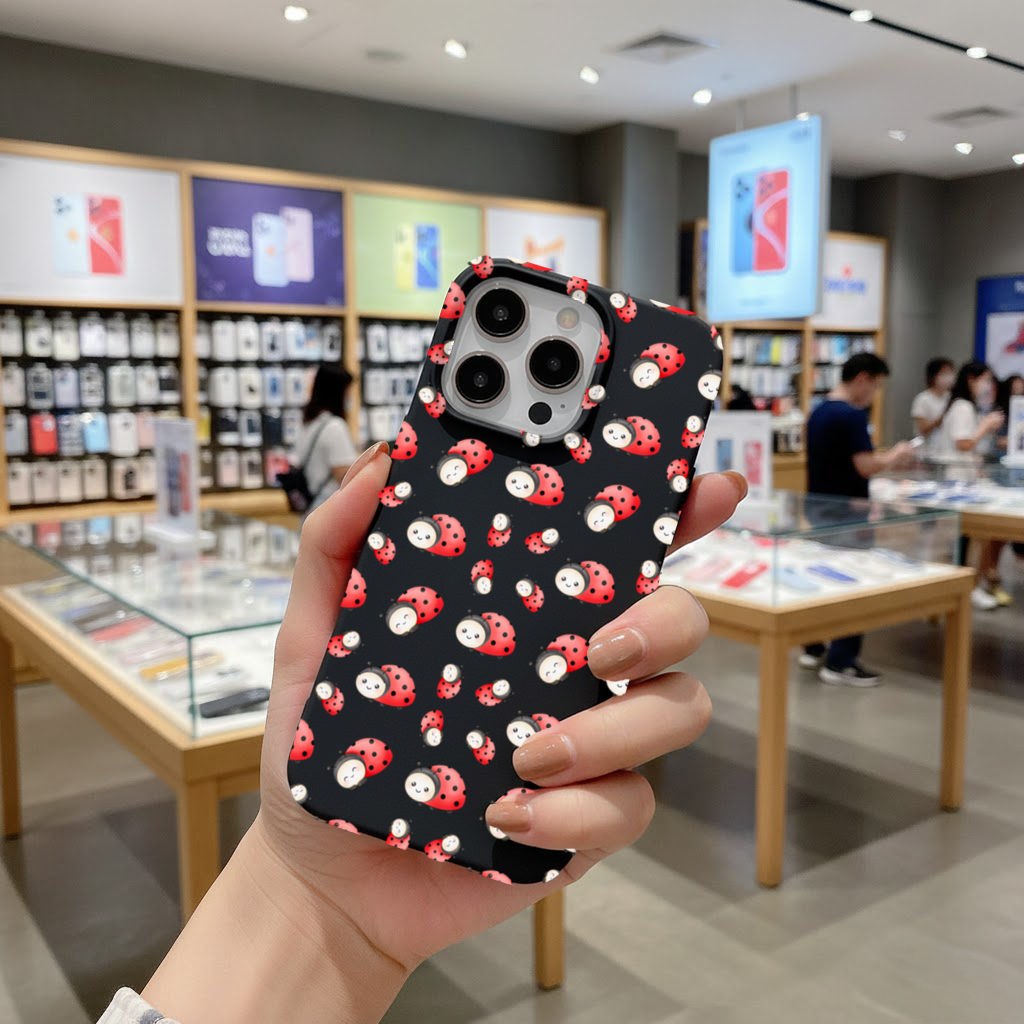 Cute Kawaii Ladybug Pattern iPhone 16 Pro Max Case