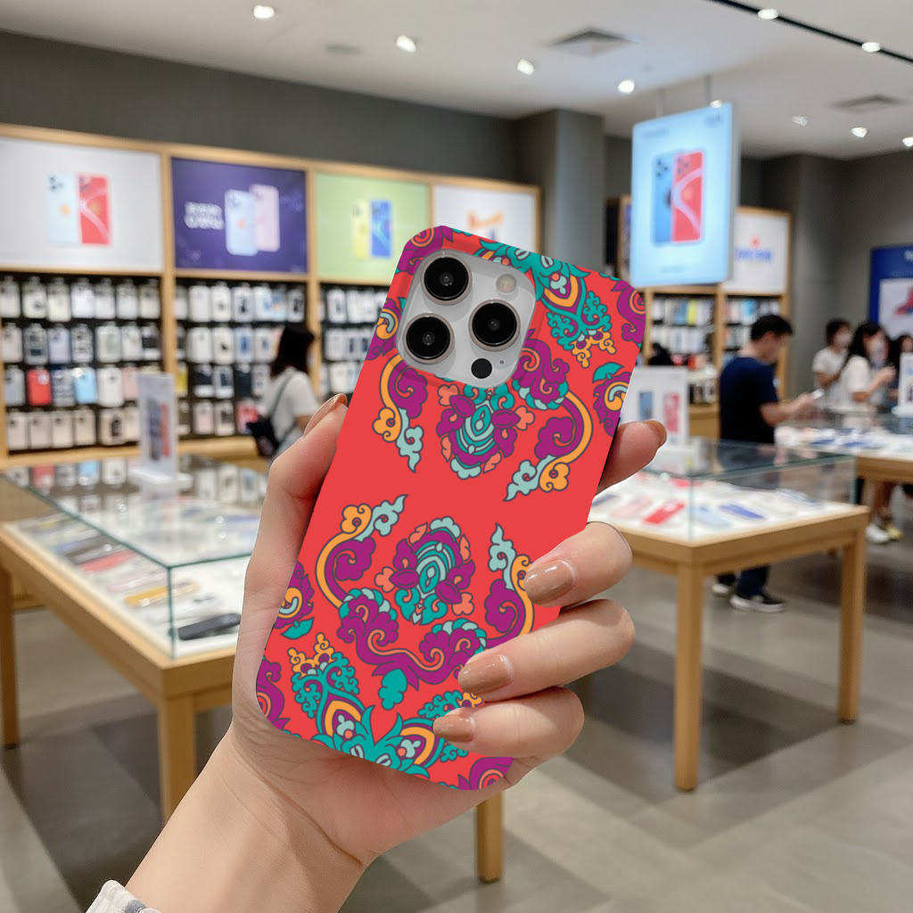 Vibrant Red Oriental Mandala Pattern iPhone 16 Pro Max Case