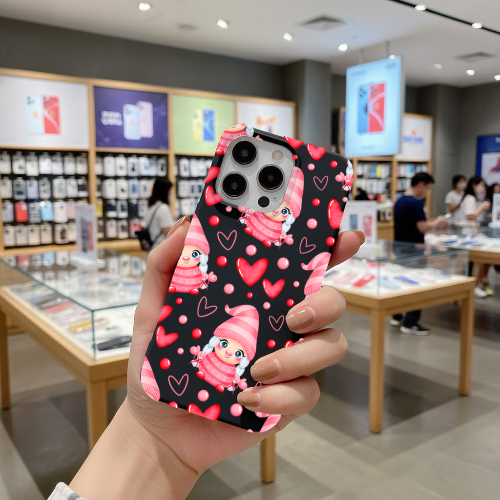 Cute Pink Baby Girl Valentines Day Heart Pattern Design iPhone 16 Pro Max Case