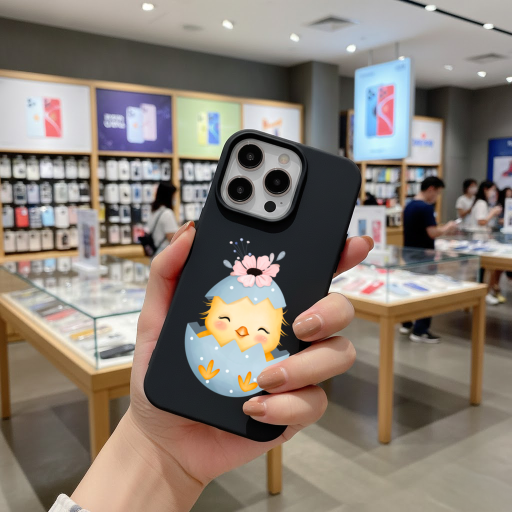 Cute Chick in Egg with Floral Hat iPhone 16 Pro Max Case