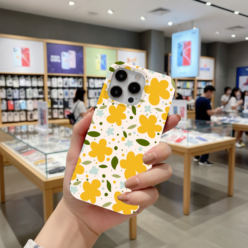 Yellow Floral and Leaf Boho Seamless Pattern iPhone 16 Pro Max Case