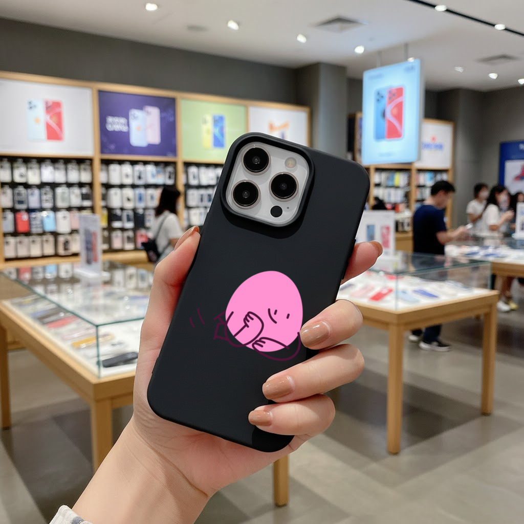 Cute Pink Lying Character Illustration iPhone 16 Pro Max Case