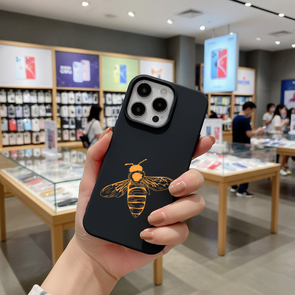 Minimal Orange Bee Illustration iPhone 16 Pro Max Case