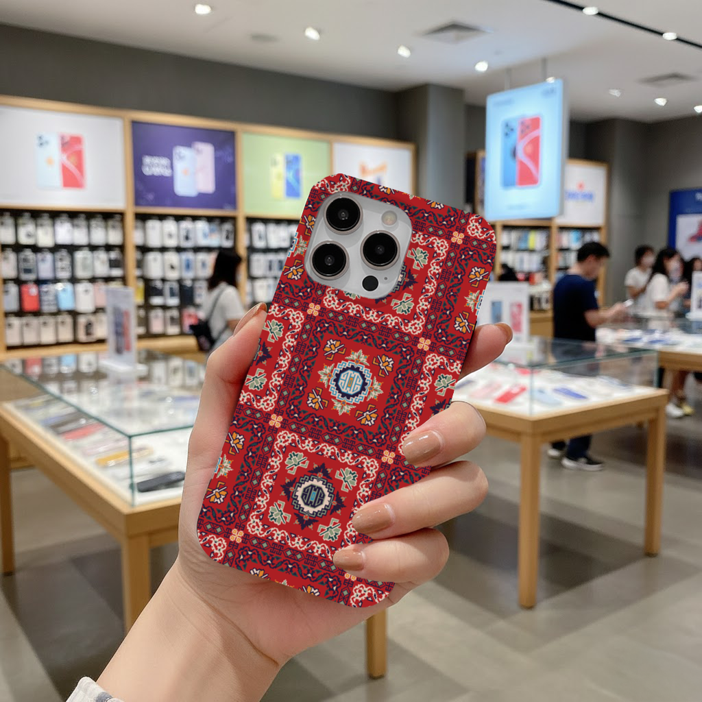 Traditional Kilim Inspired Red Ethnic Geometric Pattern iPhone 16 Pro Max Case