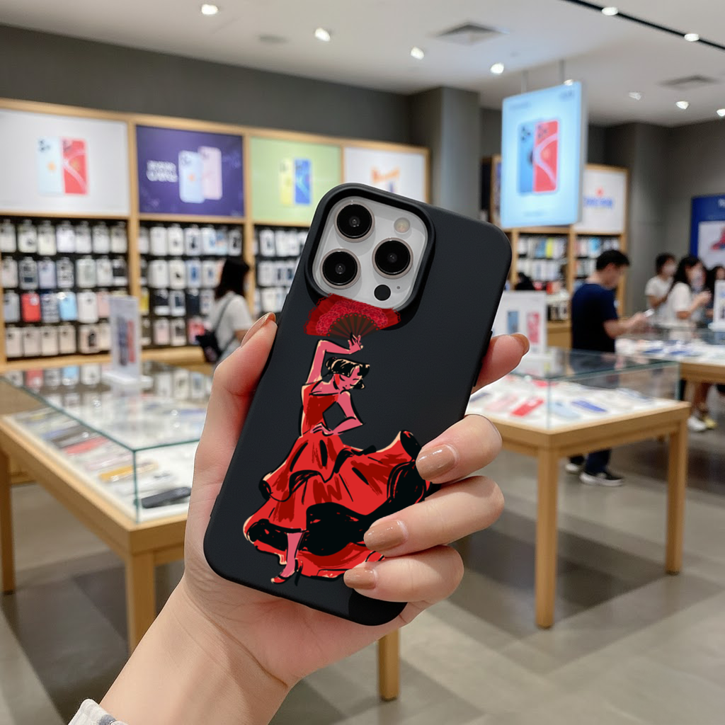 Flamenco Dancer with Fan Illustration iPhone 16 Pro Max Case