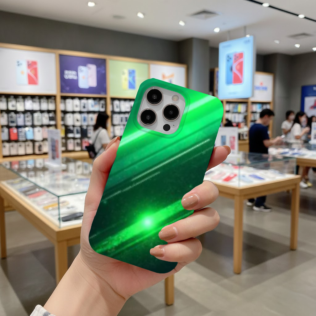 Green bright strips on black background. iPhone 16 Pro Max Case