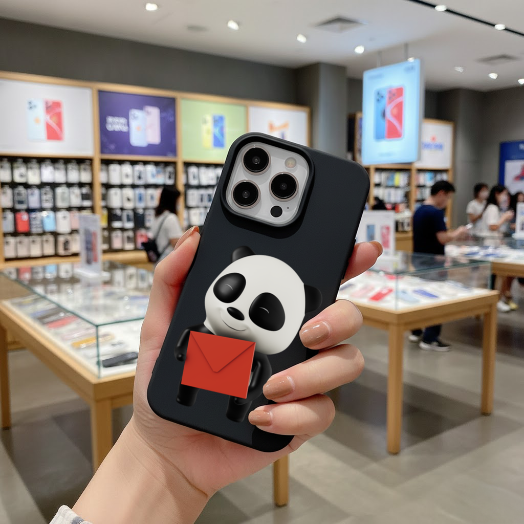 Happy Panda Character Holding Red Envelope iPhone 16 Pro Max Case
