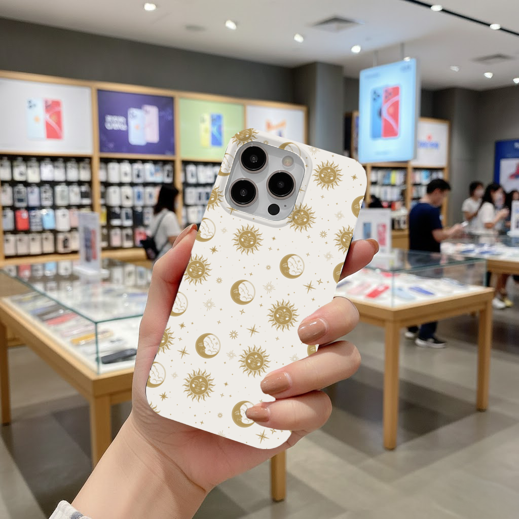 Golden Sun and Moon Mystical Pattern iPhone 16 Pro Max Case