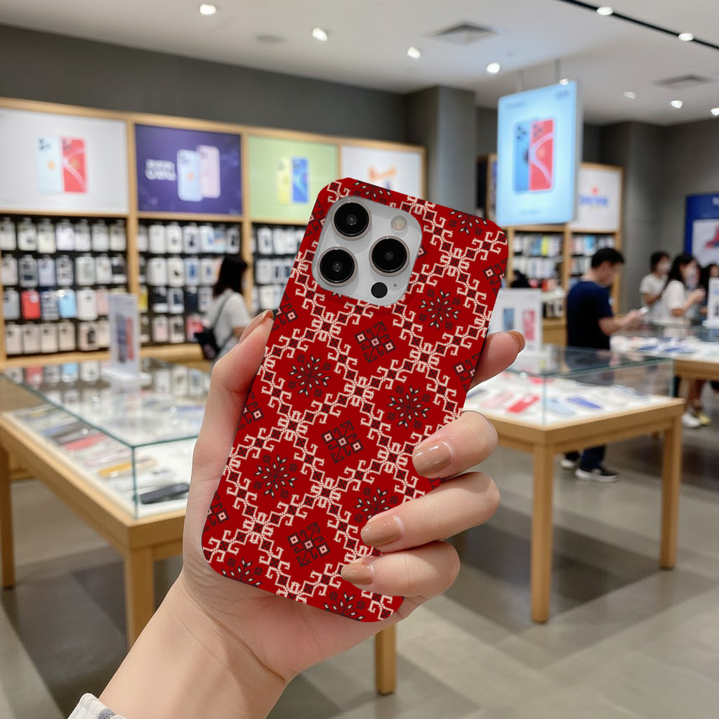 Red Ethnic Embroidery Pattern iPhone 16 Pro Max Case