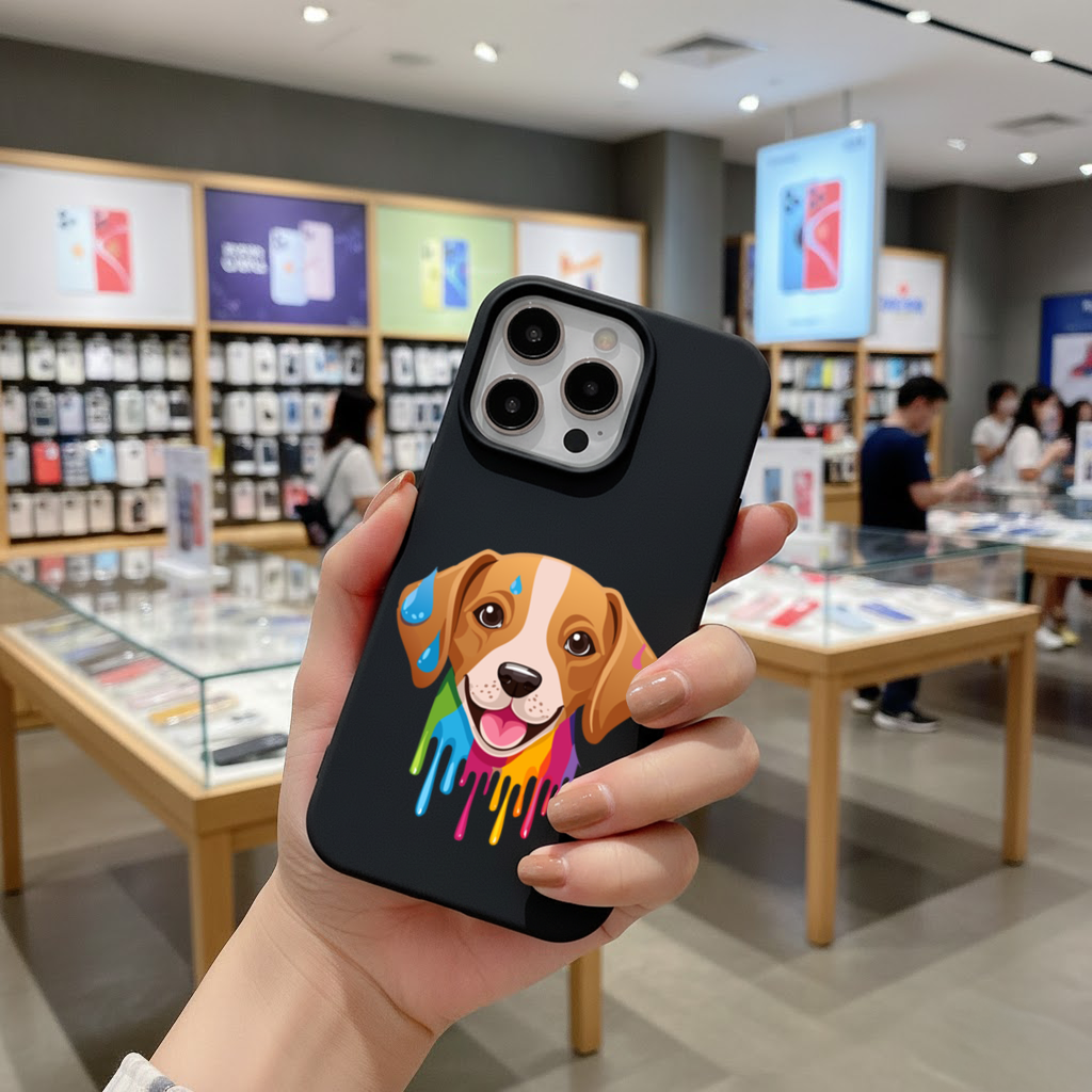 Happy Dog with Colorful Paint Drips iPhone 16 Pro Max Case