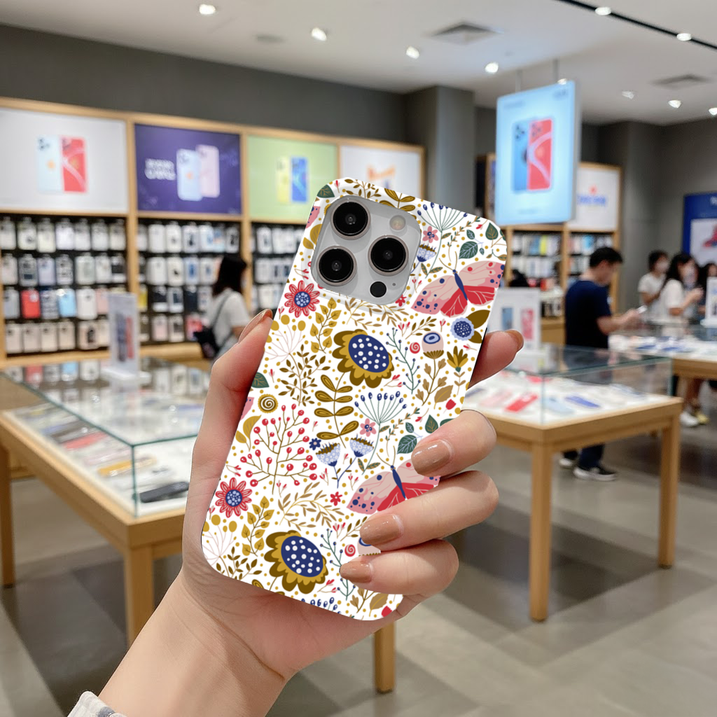 Folk Art Floral and Butterfly Pattern iPhone 16 Pro Max Case