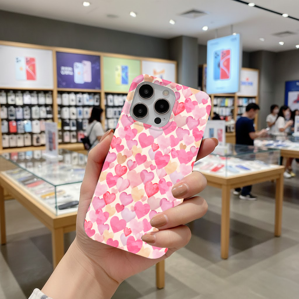 Watercolor Pink Hearts iPhone 16 Pro Max Case