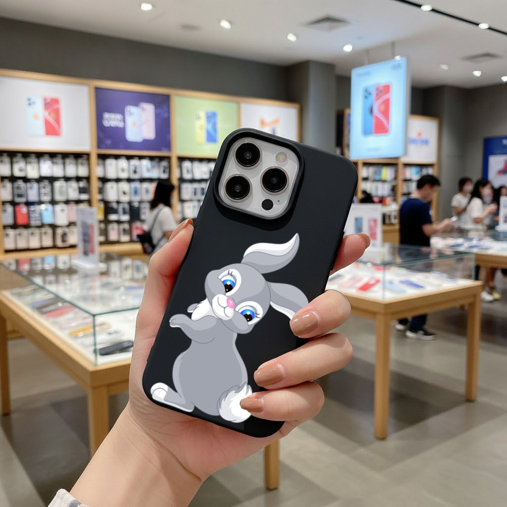 Cute Grey Bunny iPhone 16 Pro Max Case